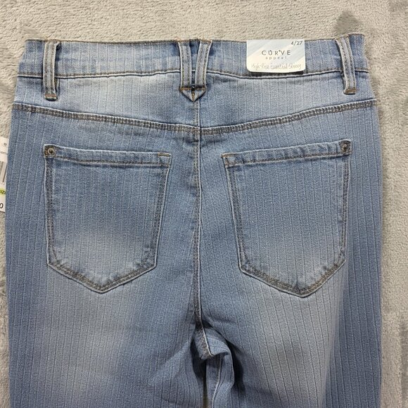 Curve Appeal Jeans Womens 4 High Rise Essential Skinny Pinstripe Denim Pants - Picture 3 of 11